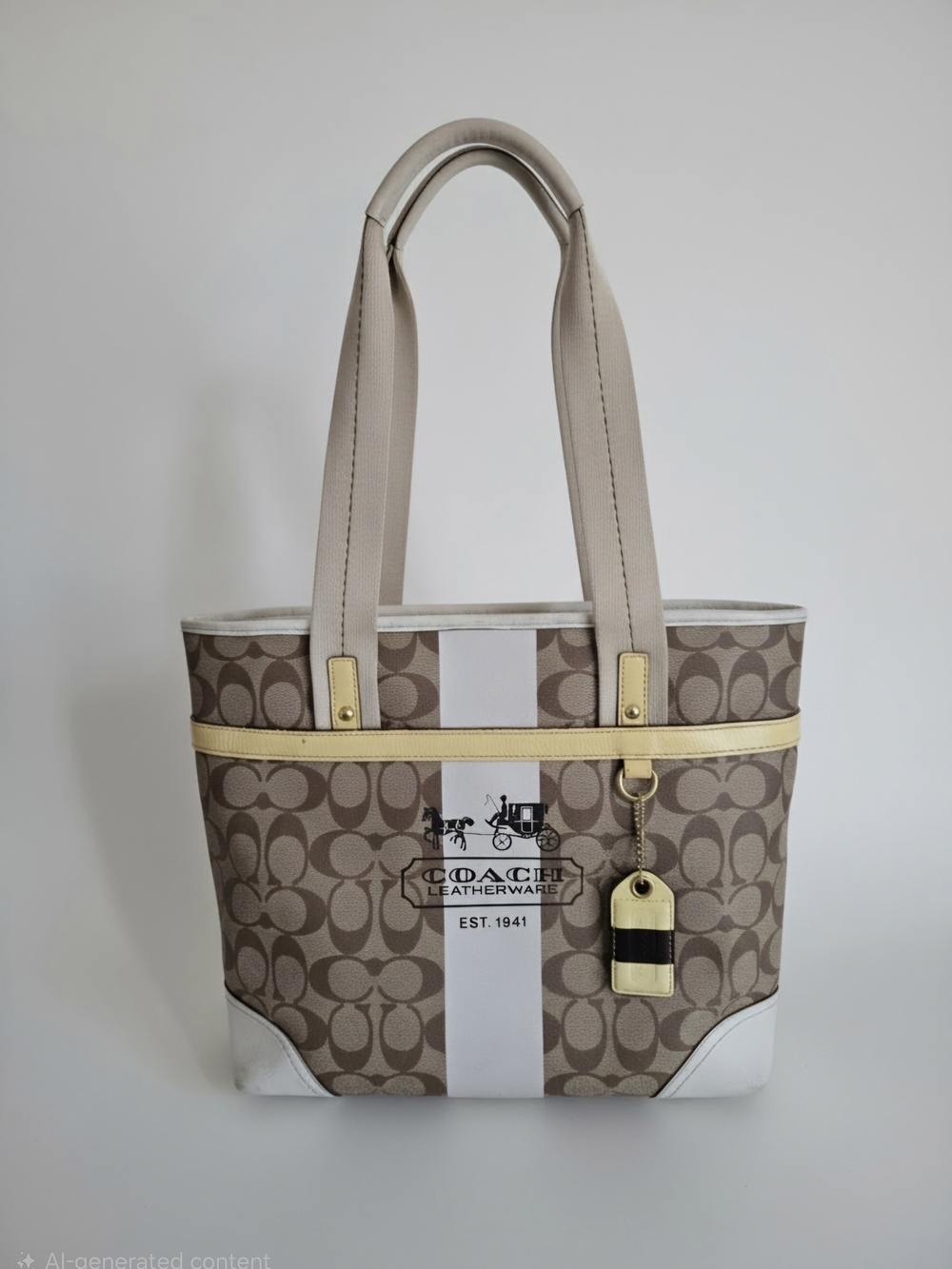 Coach Signature Heritage Stripe Tote Bag